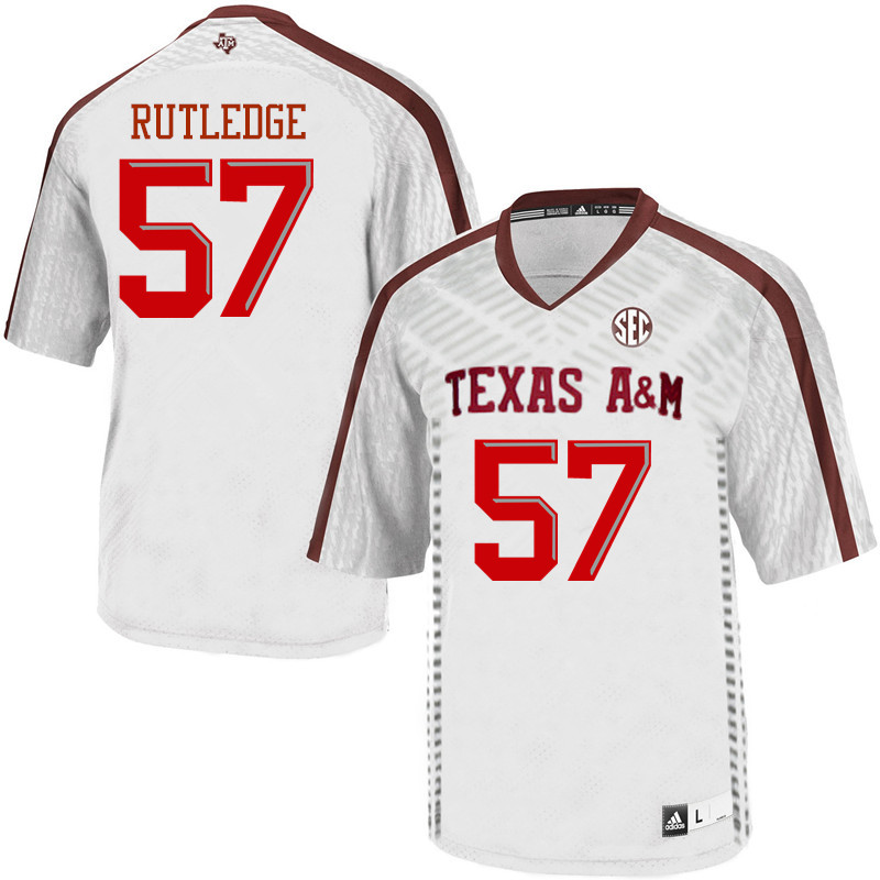 Men #57 McCrae Rutledge Texas A&M Aggies College Football Jerseys Sale-White